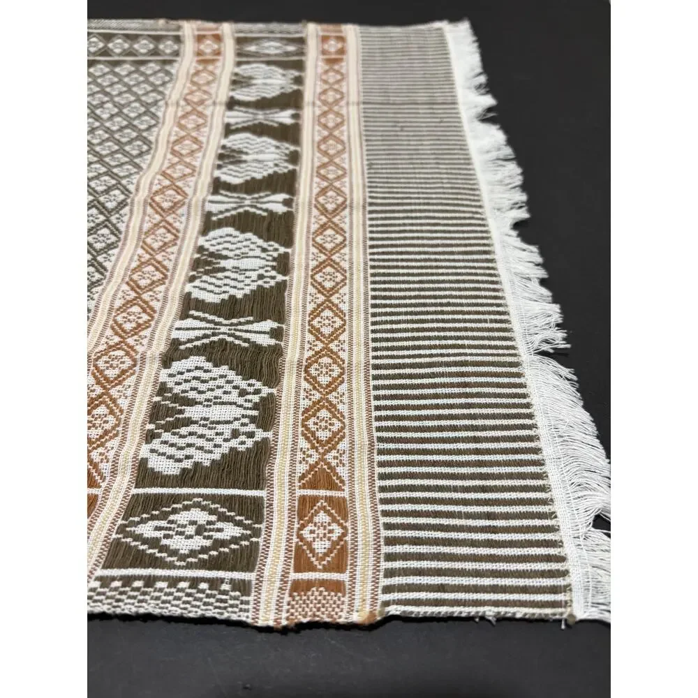 Woven Brown & Rust Pattern Placemats Set of 3 Handcrafted Table Linens 20x13